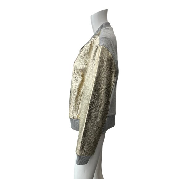 St. John Gold Gray Metallic Bomber Full Zip Jacket size XL - Picture 6 of 9